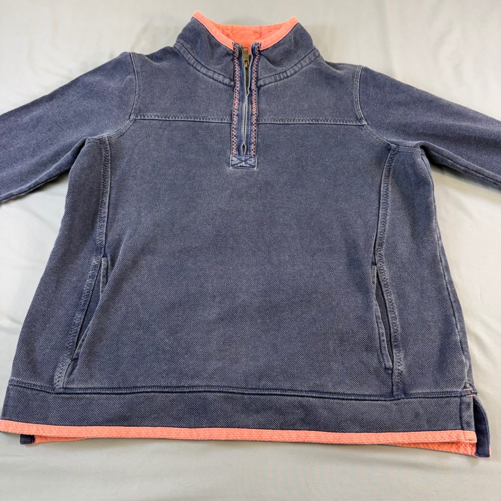 Vintage Y2K FatFace Airlie Quarter Zip Pullover Sweatshirt Blue Coral‎ Size 10